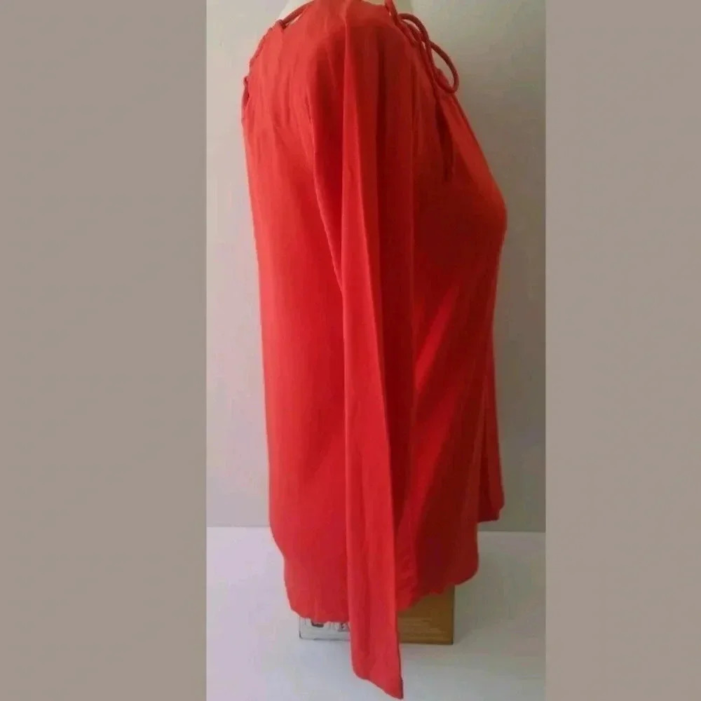 Fabletics Top Small Cutout Drawstring Neck Orange - Picture 2 of 6